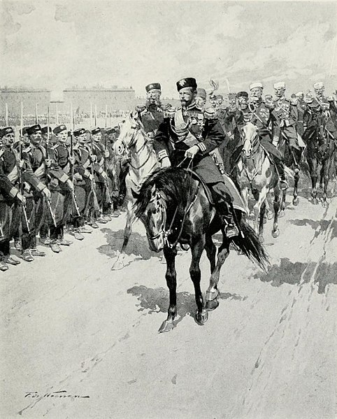 Tsar Nicholas II reviewing the troops