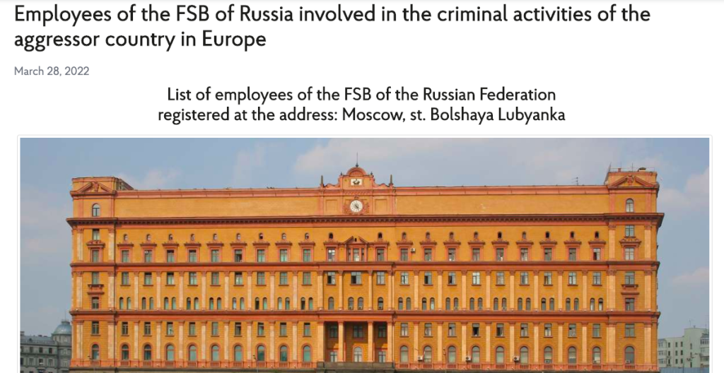 Ukrainian Government Publishes List Of 600+ FSB Agents Working In Ukraine
