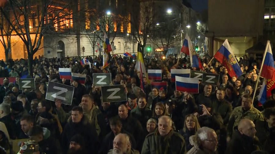 Thousands Of Pro-Russian Protestors March In Belgrade